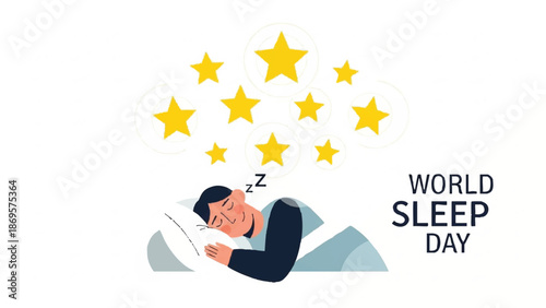 Man sleeping peacefully under a sky full of stars.