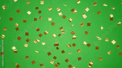 Wallpaper Mural Golden confetti pieces falling on green background Torontodigital.ca