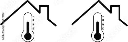 Room temperature icon. simple house temperature flat design pictogram vector for app logo. Home temperature control on transparent background
