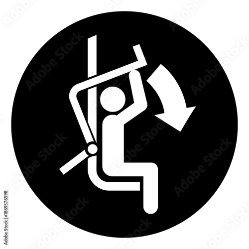 Close Safety Bar Of Chairlift Symbol Sign, Vector Illustration, Isolated On White Background Label. EPS10