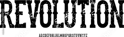 Revolution Grunge Display Font – Bold Distorted Alphabet Typeface for Rock Band Logo, Street Art, and Urban Design