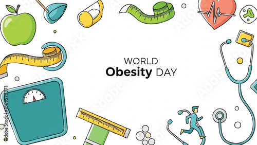 World Obesity Day health awareness icons and symbols.