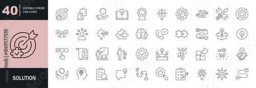 Solution icon set. Editable line icons. Vector illustration.