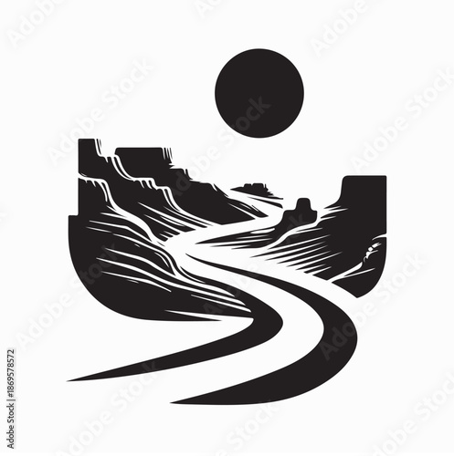 Grand Canyon Logo Vintage Vector Design on White Background