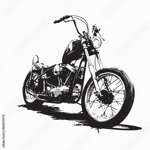 Custom American Chopper Motorcycle Vector Image Isolated on White Background