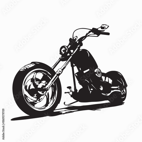Custom American Chopper Motorcycle Silhouette Vector Isolated on White Background