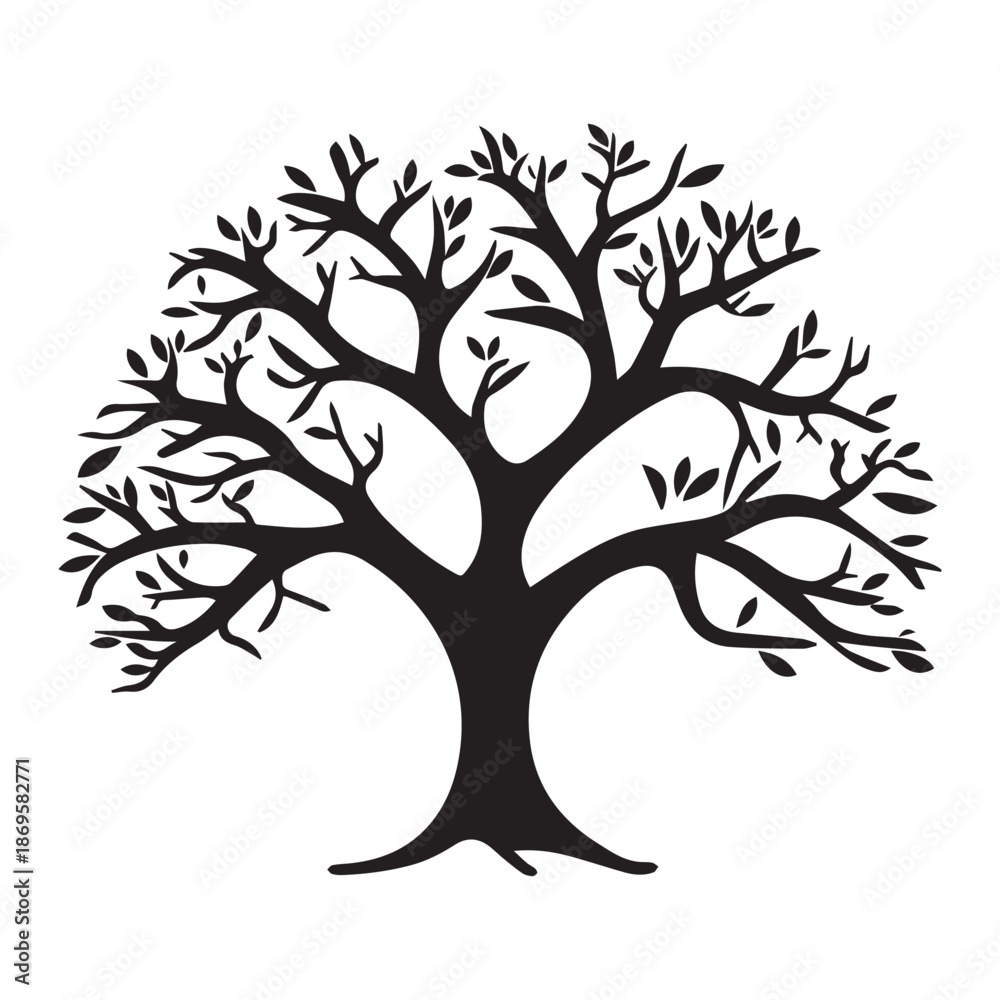 Fototapeta premium Tree silhouette isolated on white background. Vector illustration for your design.