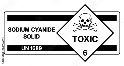 Sodium Cyanide Solid UN 1689 Symbol Sign, Vector Illustration, Isolate On White Background, Label.EPS10
