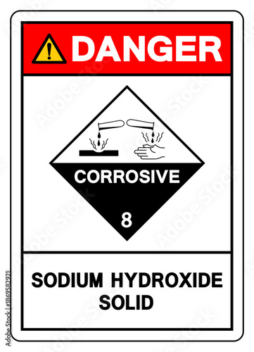 Danger Sodium Hydroxide Solid Symbol Sign, Vector Illustration, Isolate On White Background, Label.EPS10