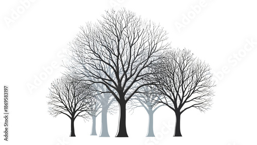 Professional Vector Icon of Bare Winter Trees in 3D Fine Line Style. svg.