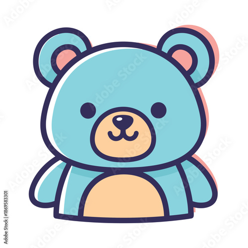 Adorable Blue Teddy Bear Vector Illustration