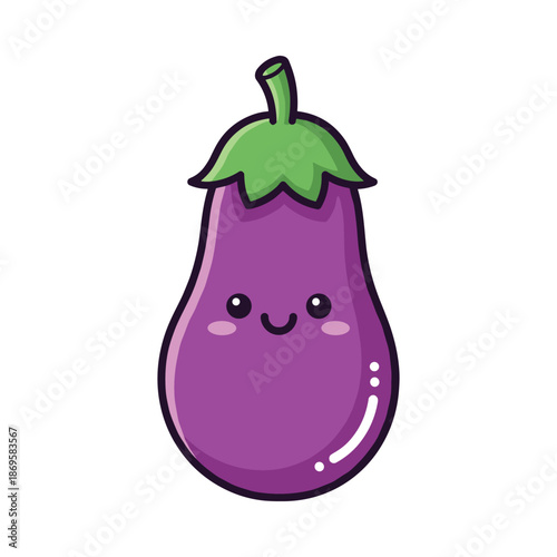Adorable Cartoon Eggplant Illustration