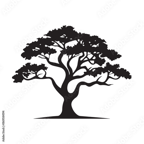 Tree silhouette isolated on white background. Vector illustration for your design.