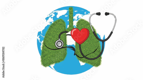 Healthy Lungs and Heart Symbolizing Global Health.