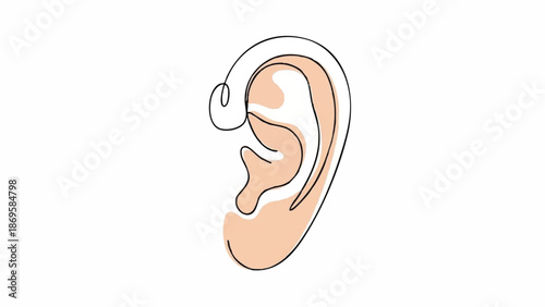 Minimalist Line Art Drawing of a Human Ear.