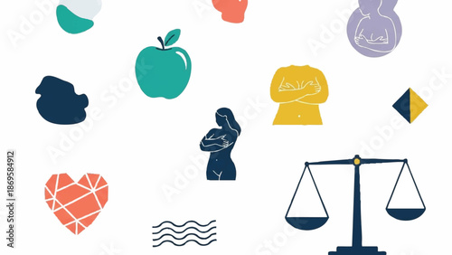 Collection of diverse icons representing various life concepts and symbols.