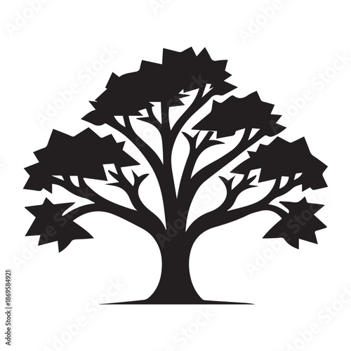 Tree silhouette isolated on white background. Vector illustration for your design.
