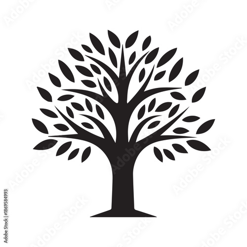 Tree silhouette isolated on white background. Vector illustration for your design.