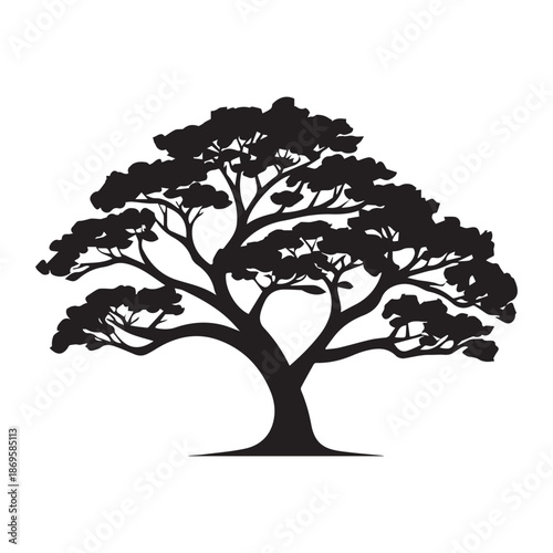 Tree silhouette isolated on white background. Vector illustration for your design.