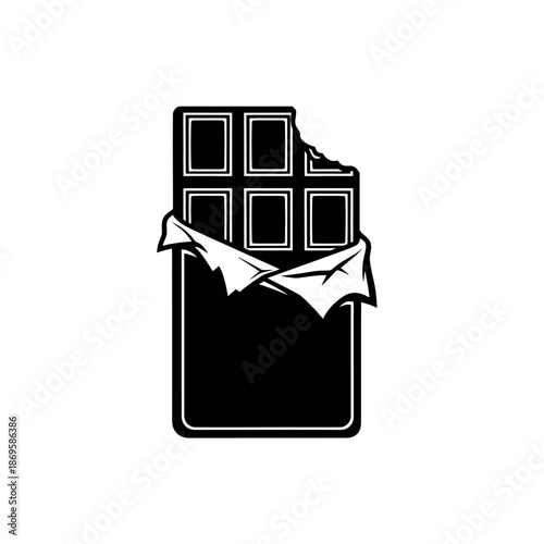 Chocolate Bar With Peeling Wrapper Stencil Icon