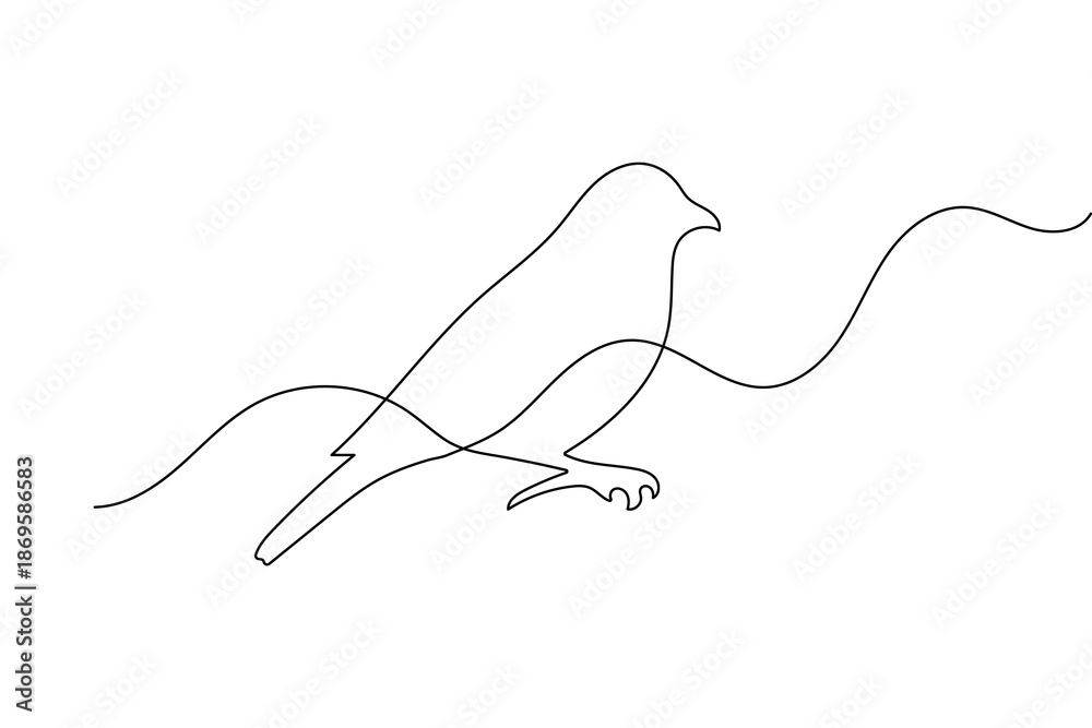 Obraz premium Bird one line drawing vector minimalist animal silhouette isolated on white background
