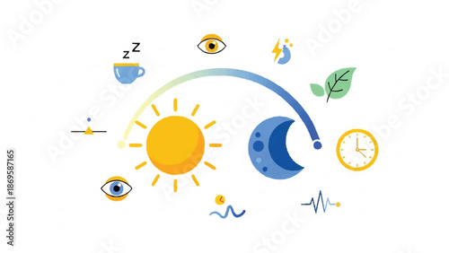 Day and Night Cycle Illustrating Sleep and Wakefulness.