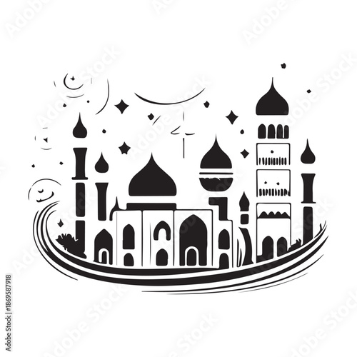 Artistic Mosque Minaret Sketch Poster