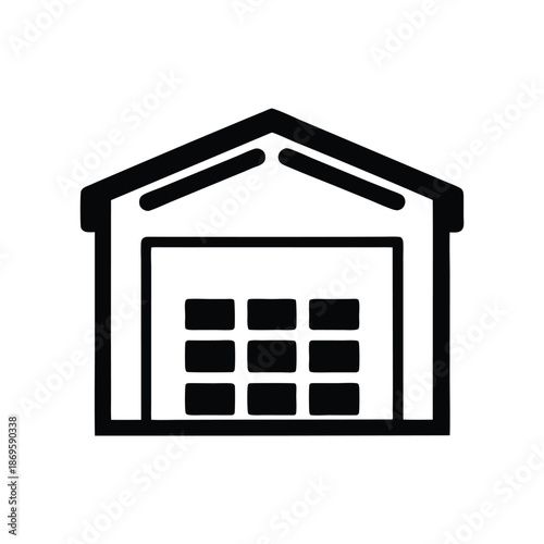 Warehouse and Storage Facility Icon for Supply Chain and Inventory Tracking Systems