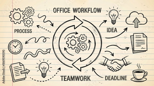 Office workflow process with teamwork and deadline management