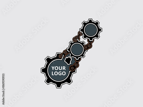 Black Gears with Custom Logo Template.