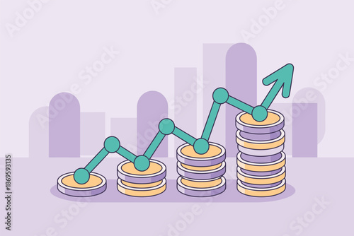 Financial Growth and Investment Success with Upward Trend Chart, business finance concept