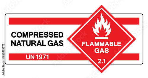 Compressed Natural Gas UN 1971 Symbol Sign, Vector Illustration, Isolate On White Background, Label.EPS10