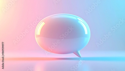 A clean, shiny 3D object in the shape of a speech bubble.