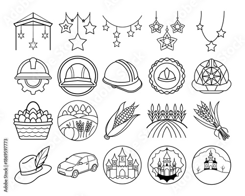 Digital technology and gadget icon set for coloring page design, featuring simple line art of phones, laptops, and screens for kids and adults.