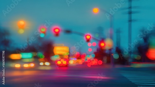 Vibrant Cityscape Abstract: Blurred Lights and Urban Traffic at Night, Creating Dreamy Atmosphere © The Little Hut