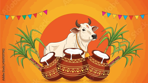 Happy Pongal Religious Festival , Tamil Harvest Festival Of South India