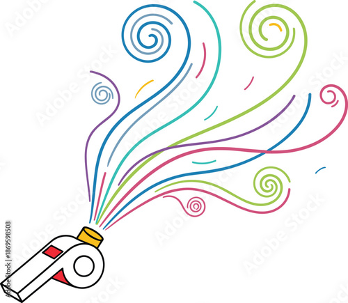 Colorful confetti popper exploding vibrant swirling lines