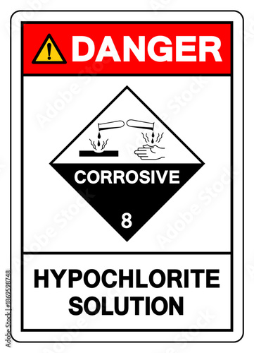 Danger Hypochlorite Solution Symbol Sign, Vector Illustration, Isolate On White Background, Label.EPS10