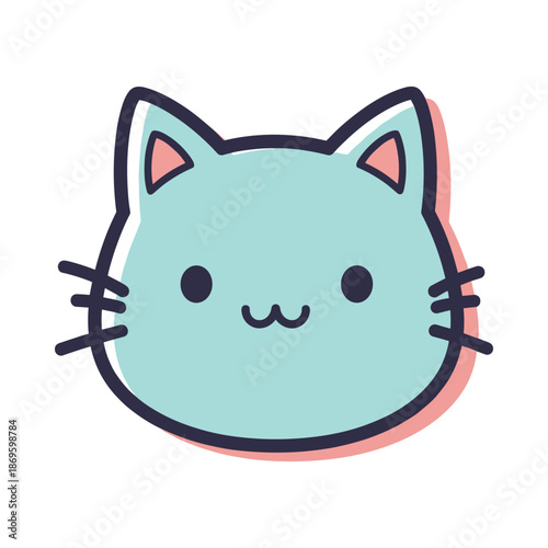 Adorable Cartoon Cat Face Vector Illustration