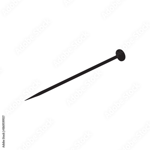 Metal sharp long pin vector flat illustration design on white background