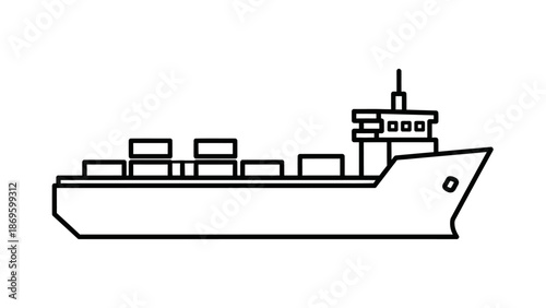 Cargo ship container vessel line art icon.