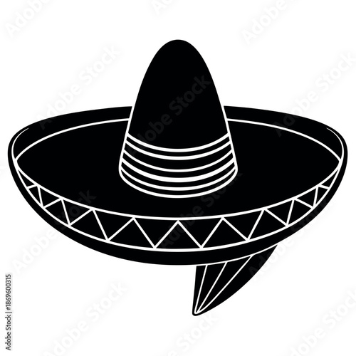 A single sombreros silhouette on white background  