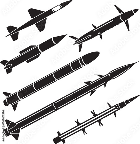  Missile & Rocket Silhouette Collection – Set 