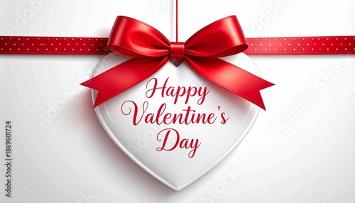 Wallpaper Mural Heart-shaped decoration with 'Happy Valentine's Day' text and red bow Torontodigital.ca