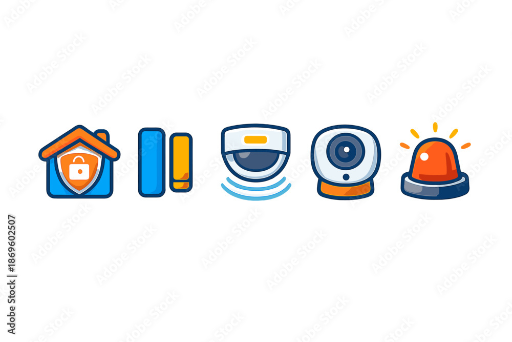 Obraz premium Smart Home Security Icons Set