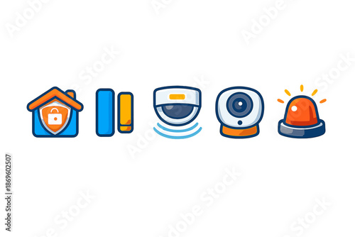 Smart Home Security Icons Set