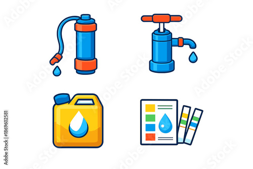 Water conservation and testing icons