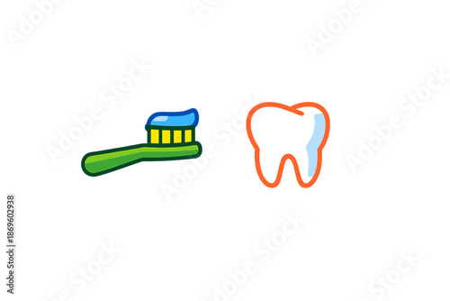 Toothbrush and Tooth Neon Icons