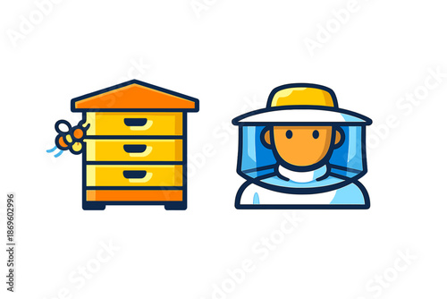 Beekeeper and Beehive Icons