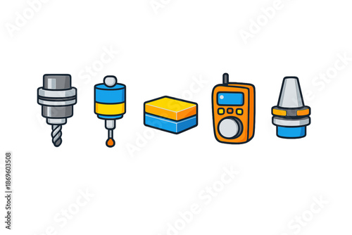 Set of industrial machine tool icons
